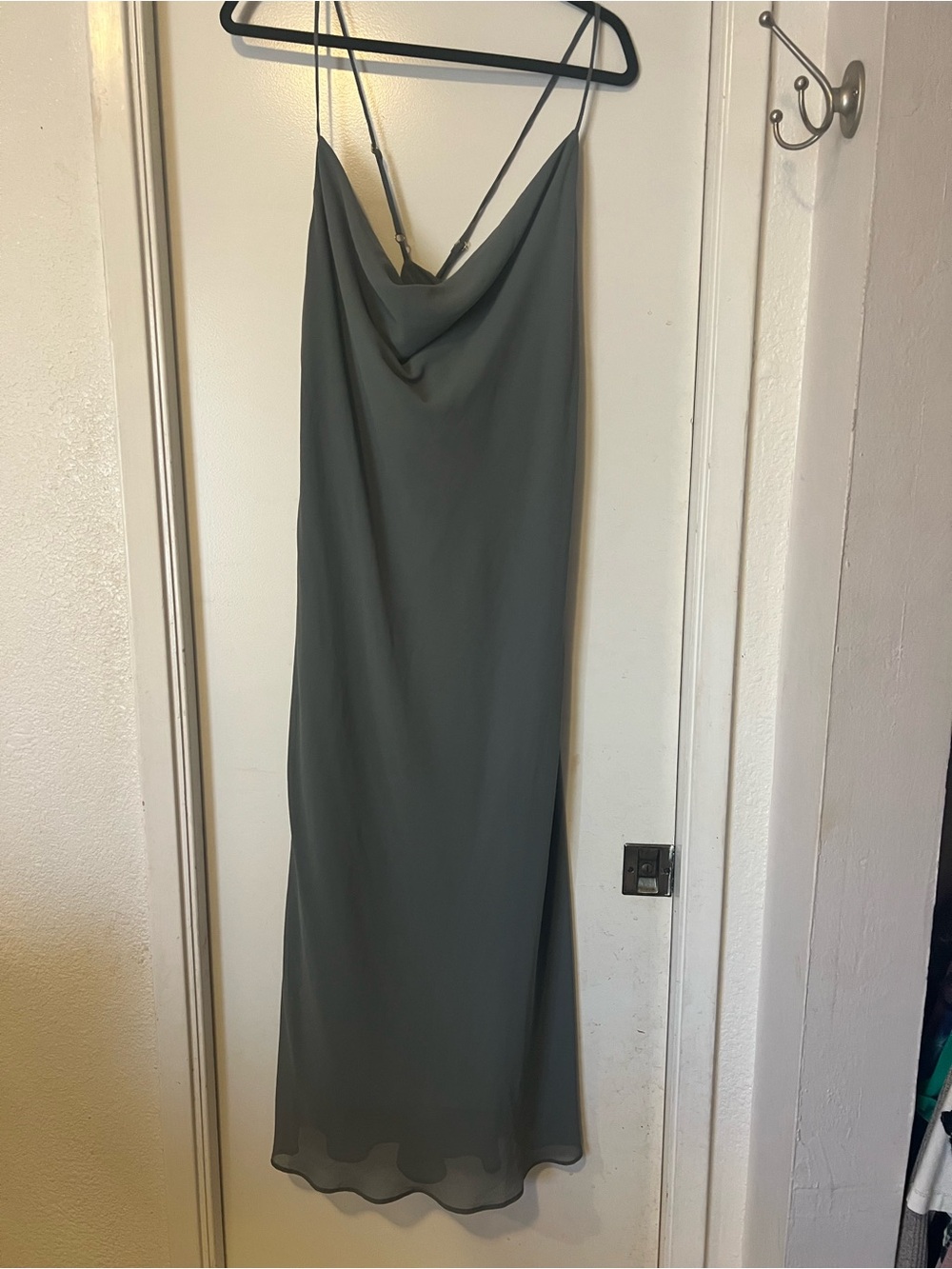 Show Me Your MuMu Slate Green Cowl Neck Maxi Slip Dress
